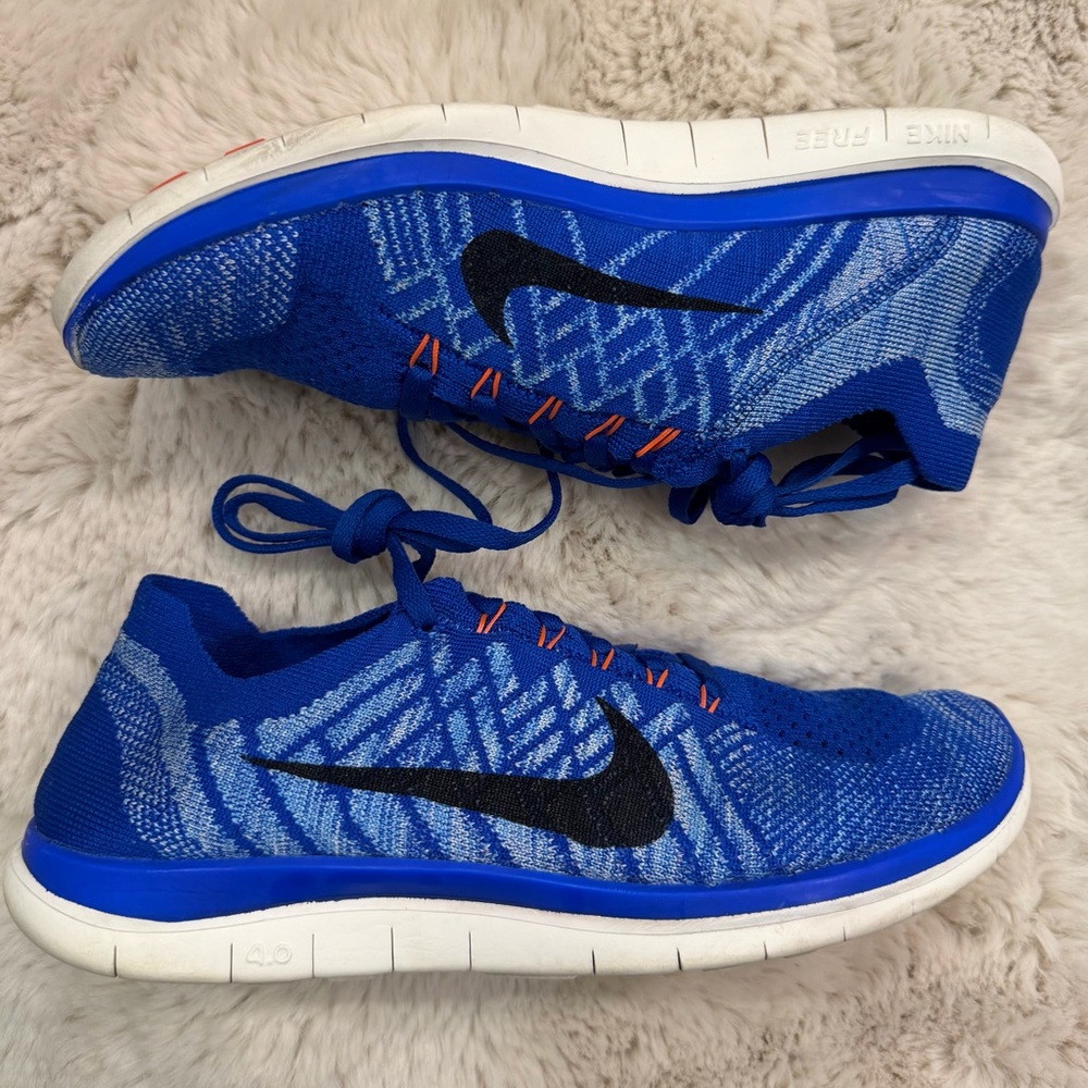 Nike Royal Blue Flyknit Running Sneakers with Black Swoosh